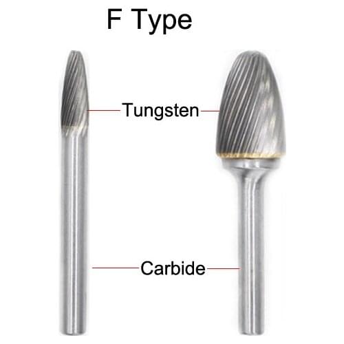 F0618M06 4307 6mm F0818M06 4308 8mm F1020M06 4309 10mm Cone Taper Tungsten F Type Single Groove Cut Grinding Rotary Rasp File