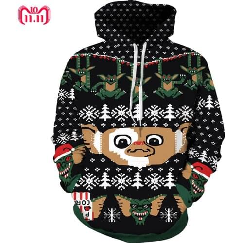 Harajuku Santa Monster pattern Christmas 3D Digital Print Streetwear mens Sweater Hip Hop Women Pull Christmas Sweater Couple