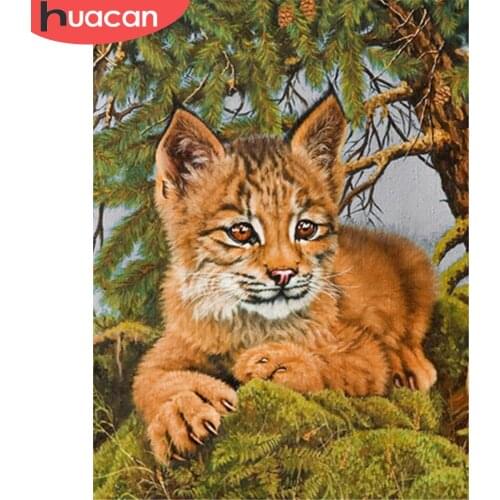 HUACAN 5D DIY Full Square Round Diamond Painting Tiger Art Rhinestone Diamond Embroidery Animal Handicraft Mosaic Decor For Home