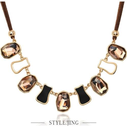 Artificial crystal clavicle chain magic cube geometric collar long simple pendant temperament personality Necklace