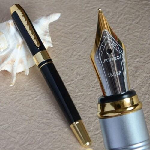 JINHAO 250 NOBLE GLOSS BLACK AND GOLDEN M NIB FOUNTAIN PEN