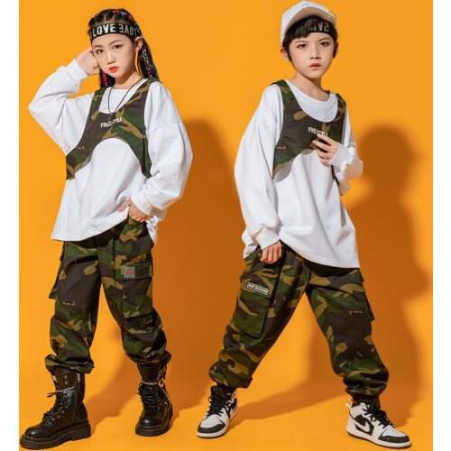 Stage Competition Korean Style Jazz Hiphop Dance Costume Hip Hop Clothes Children Pop Street Dance Wear Suit for Kids Boys Girls