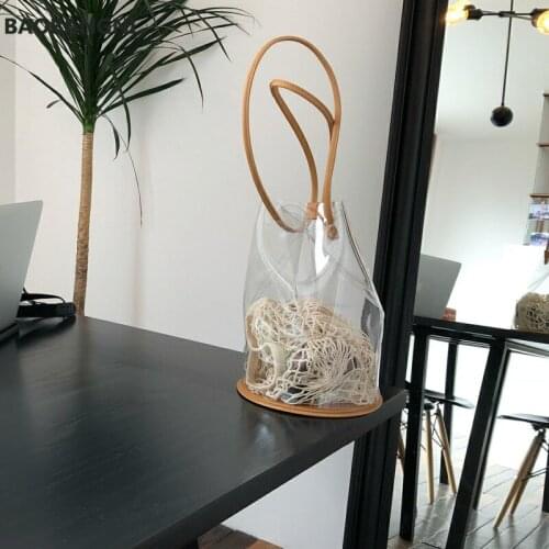 Summer Transparent PVC Bucket Bag for women Handbag Korean style beach bag sac a main femme Shoulder Bags