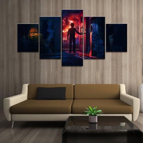 Home Decor Modular Canvas Picture 5 Piece Stranger Things 3 Movie Art Painting Poster Wall For Home Canvas Painting Wholesale
