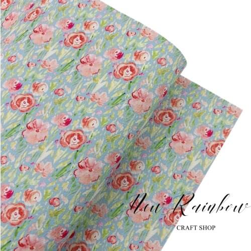 New Rainbow 30x138cm/Roll Wisp Flower Pattern Litchi Faux Soft Leather for Earrings, DIY Bows, Crafts Backing Soft