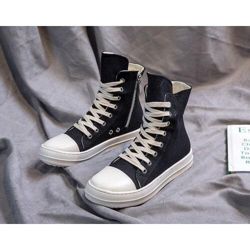 High-top shoes men and women couples thick-soled canvas shoes plus velvet casual sneakers women off white shoes womens shoes