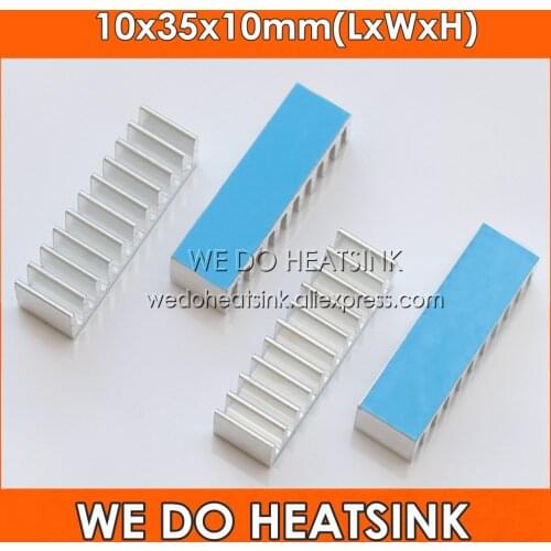 Wholesale 10x35x10mm Silver Aluminum IC DIP Heatsink Radiator With Thermally Conductive Adhesive Transfer Tape Applied