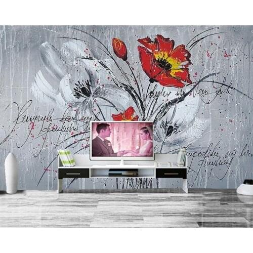 Papel de parede oil painting flower english alphabet 3d wallpaper mural,living room TV wall bedroom wall papers home decor