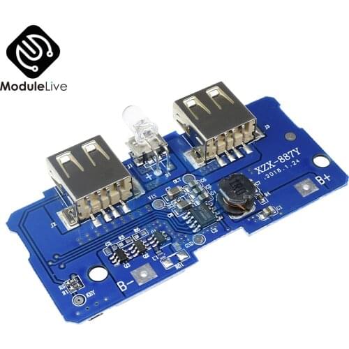 5V 2A Power Bank Charger Charging Circuit Module Board Step Up Boost Power Supply Module 2A Dual USB Two USB Output 1A Input