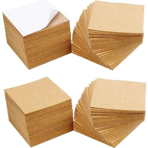 120Pcs Self-Adhesive Cork Grid 4 x 4 Inch Cork Plywood Reusable Mini Coaster and Cork Tile Mat for DIY Crafts