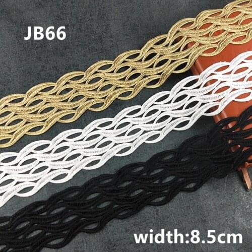CHICKNIT width 8.5CM gold black white water soluble embroidery lace trim ribbon fabric garment accessories JB66