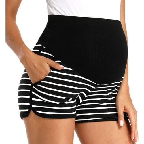 Summer Stripe Shorts Patchwork Loose Elastic Waist Shorts Breathable Striped Women High Waist Casual Female Pockets Shorts