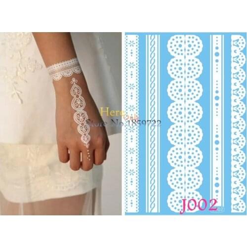 1PC tatouage taty White Henna Tattoo Lace Bracelet HJ02 Women Wedding Makeup Choker Anklet Temporary Tattoo Sticker Long Lasting