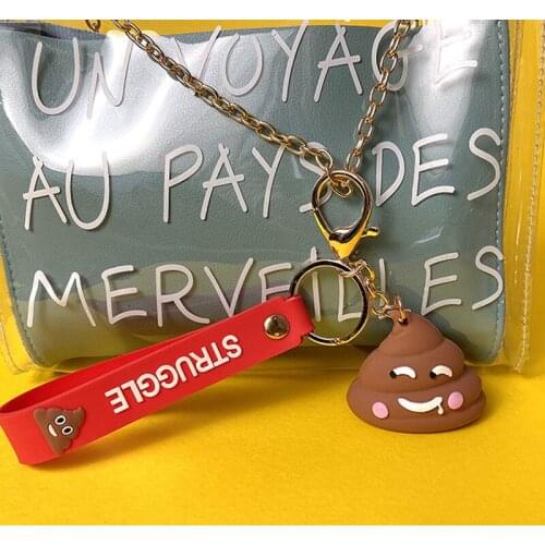 Fun Spoof Cartoon Silicone Faeces Keychain Cute Fashion Couple Backpack Car Key Chain Personality Pendant Friend Jewelry Gift