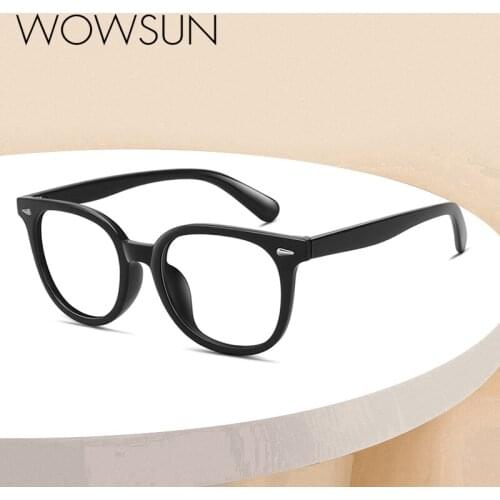 WOWSUN Blue Light Protective Glasses Men Women Clear Lens Spectacle Frame With Vintage Square Rivet Computer Games WO-033