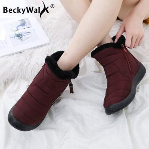 Winter Boots Women Warm Ankle Botas Mujer Winter Shoes Women Boots Waterproof Snow Boots Female Plush Woman Plus Size 43 WSH3724