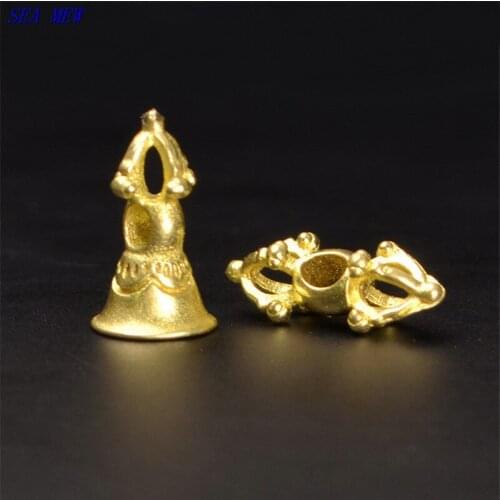 10 Sets 15mm*6mm Tibetan Buddhist Metal Raw Brass Spacer Beads Vajry Pestle/Vajra Bell Charms For Jewelry Making