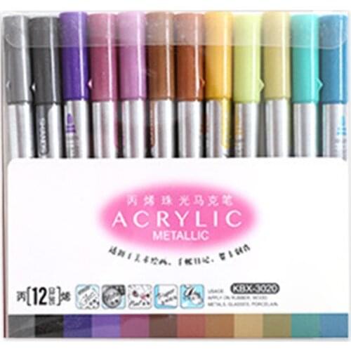 12 Colors Acrylic Paint Marker Pen for Ceramic Rock Glass Porcelain Mug Wood Canvas Painting Marking
