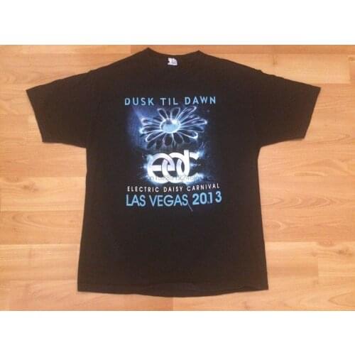 2013 EDC T SHIRT MENS LARGE ELECTRIC DAISY CARNIVAL LAS VEGAS NEVADA BLACK BLUE