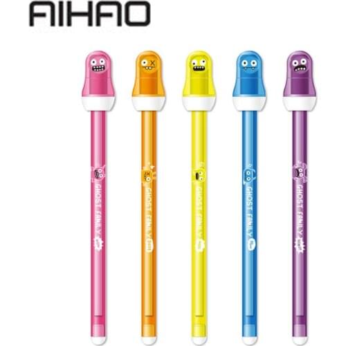 2019 AIHAO Mo Yi Wipe Pen 5 Pcs 80460 Ghost Doll Gel Pen 0.5mm Students Do Homework Special Erasable Pen Writing Painting Tools