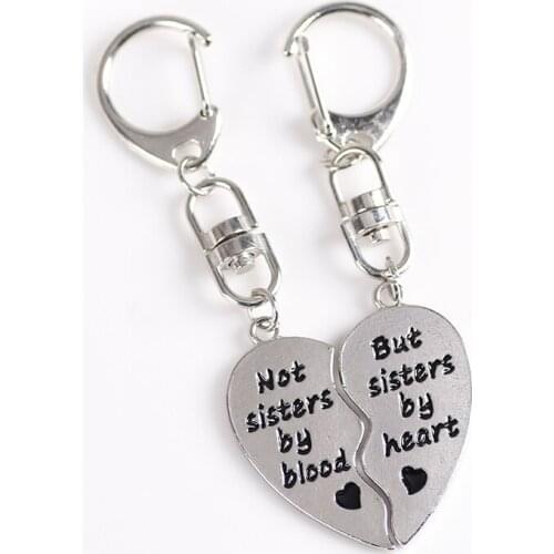 2020 Fashion Heart Shaped Best Friend Keychain Creative Letter Sisters Pendant BFF Friendship Jewelry Gift Hot Sale