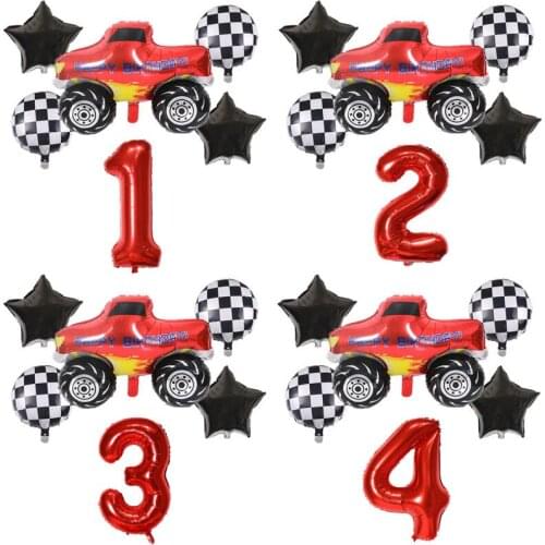 6pcs/set Blaze And The Machines Foil Ballon Happy Birthday Party Decoration Ball Boy Gift Tank Bus Fire Car Holiday Balloons