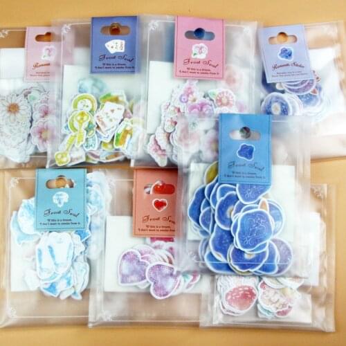 70pcs/bag Hand-painted Watercolor Stickers Journal Art Supplies Aesthetic Diary Cute Kawaii Star Heart Bird Cake Flower