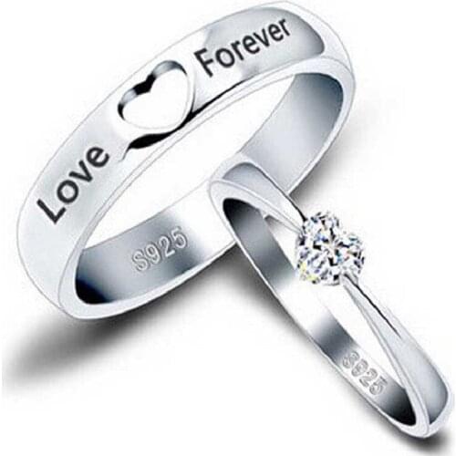 925 Sterling Silver Ring Factory Love Forever Couple Ring Heart-To-Heart Connection Wedding Creative Ring