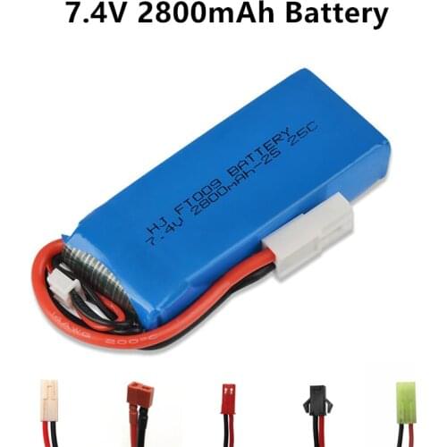 7.4V 2S 2800mAh Lipo Battery with T Plug for Feilun FT009 C toys Boat Spare Parts 7.4V Wltoys 12428 high capacity lipo battery