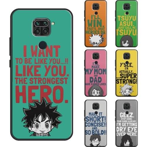 My Hero Academia Cute Chibi Quotes Case For Xiaomi Redmi Note 10 Pro Note 8 9S 8T Note 9 Pro Coque For Redmi 9T 9C 9A 7A 8A