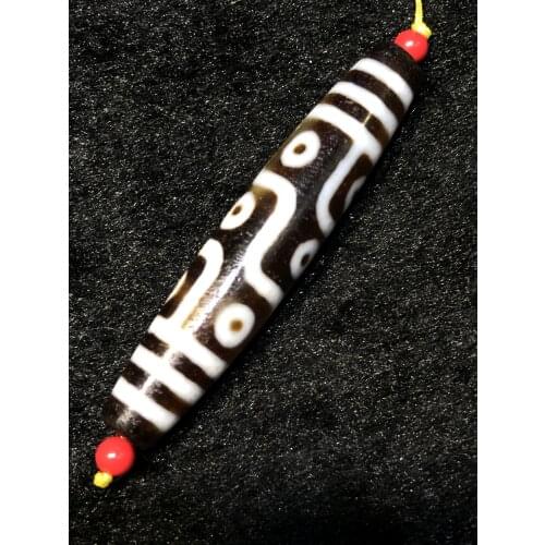 Energy Magic Tibetan old 9 Eye Kingdom Long dZi Bead Totem Amulet 78MM