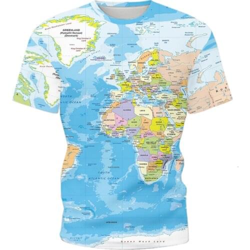 New mens and womens T-shirt short sleeve 3D print map digital print Sports Wear Kids' short sleeve home T-shirt