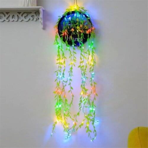 Battery Powered Green Leaf Rattan String Light Waterproof Artificial Vine Garland Fairy Lights For party Wedding Christmas Decor