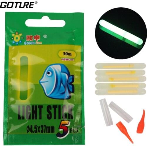Goture 100 Piece(20packs) Chemical Fishing Light Fishing Rod Tip Bait Alarm Float Fish Bobber Glow Lightsticks Size 4.5*37mm