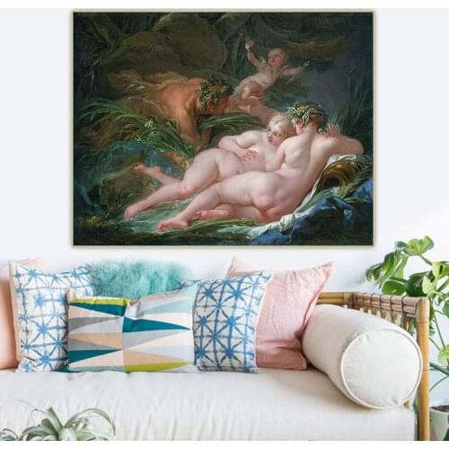 Citon Francois Boucher《Pan and Syrinx》Canvas Oil Painting Artwork Poster Picture Wall Decor Background Home indoor Decoration