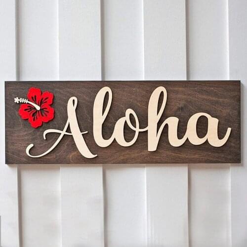 Personalized Aloha Home Welcome Sign Rustic Wooden 3D Front Door Sign Custom Modern Home Decoration Wall Art Board