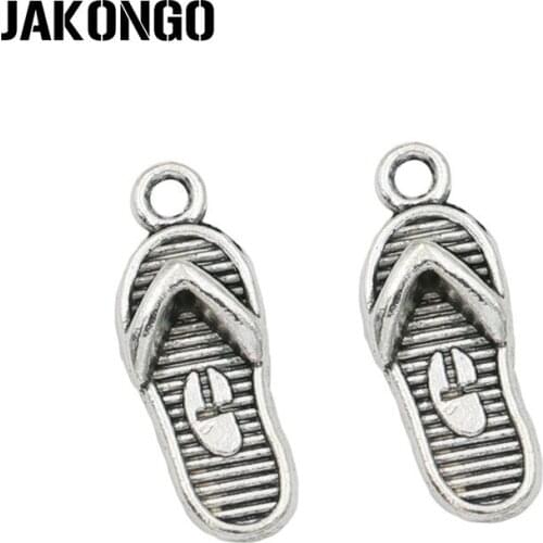JAKONGO Tibetan Silver Plated Slipper Shoe Charms Pendants for Jewelry Making DIY Handmade Craft 21x9mm 20pcs/lot