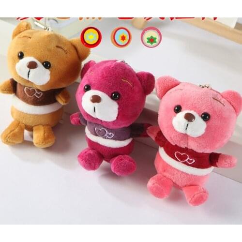 Love bear couple pendant plush toy bear mobile phone decoration doll catching doll machine 11cm Wedding gift with suction cup