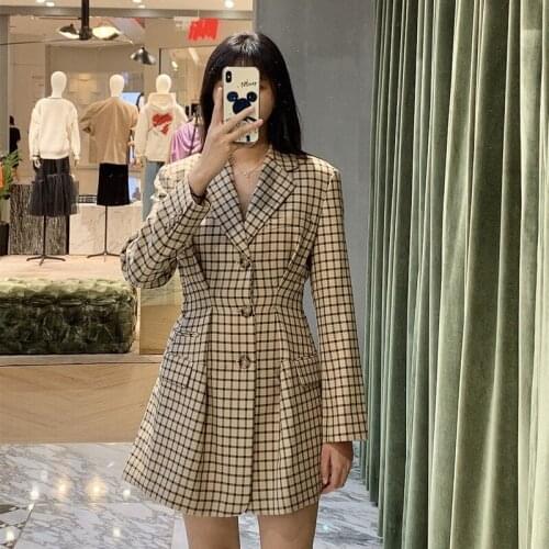 Ma 2020 winter new A-line slim Plaid waist dress mbo4drs043