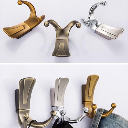 Fashion Bathroom Wall Hangers 2 Hooks Robe Coat Wall Hooks Wall Mounted Clothes Hanger Racks With screws Furniture Hardware