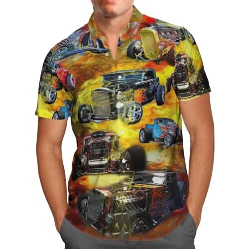 Love Car 3D Beach Hawaiian 2021 Summer Mens Shirt Short Sleeve Shirt Streetwear Oversized 5XL Camisa Social Chemise Homme-118