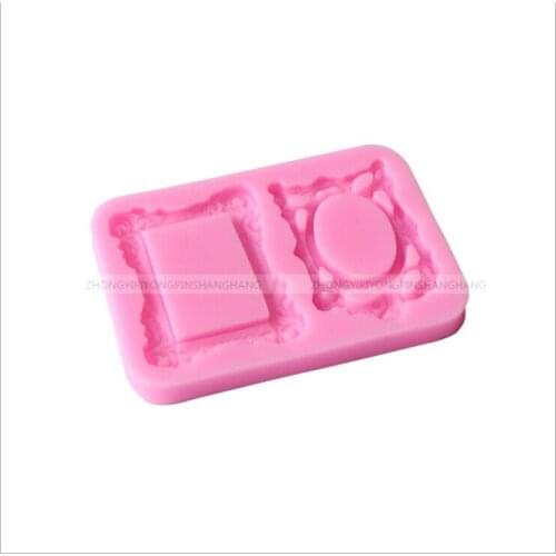 New European Retro Picture Frame Liquid Silicone Mold Fondant Cake Mold D094