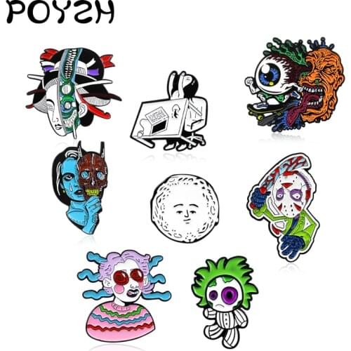 Original Brooch Cartoon characters portrait face Fashion Enamel Lapel Pin badge Two-sided person Japanese Geisha Cool Boy puppet