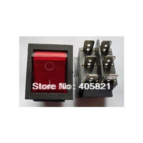 Illuminated mini rocker switch, boat switch, 6 pins,250V 15A hole 22*28MM