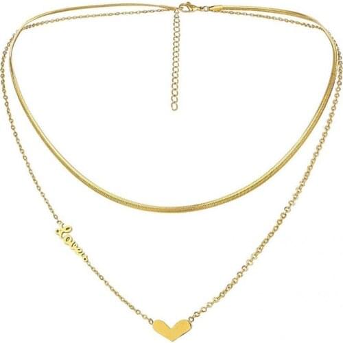 Anti-rust Trendy Love Letter Adjustable Choker Necklace Stainless Steel Women Necklace Love Letter Charm Gift