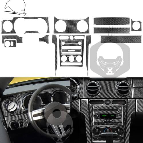 Car Dashboard Panel Center Central Frame Cover Sticker Kit Carbon Fiber Car Accessories For Ford Mustang GT 2005-2009 S197