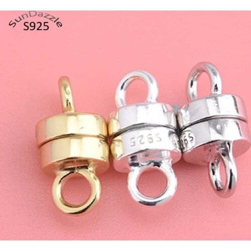 Genuine Real Pure Solid 925 Sterling Silver Magnetic Clasps Jewelry Making Gold Buckle Clasp Necklace Bracelet Findings