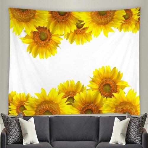 FILMILIL Tapestries of Textile Summer Sunflower Yellow Flower Plant Scenery Living Room Bedroom Bedside Wall Backdrop Cloth