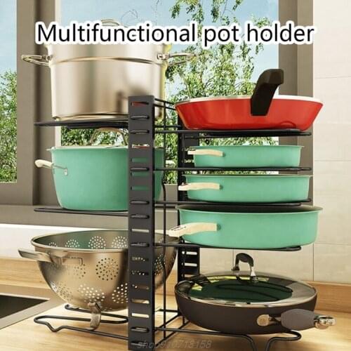 Pot Pan Rack Organizer Adjustable Holder Kitchen Cookware Cabinet Pantry Pot Lid Shelf Jy1 21 Dropship
