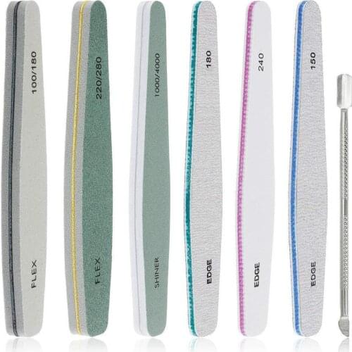 Professional Nail Files Double Sided Emery Boards Acrylic Gel Nail Buffers 6Pcs